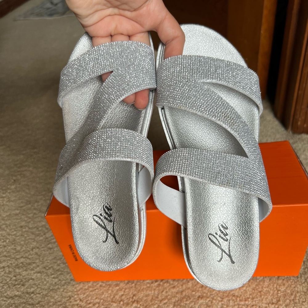 Silver Glittery Sandals (SIZE US 8/UK 6)